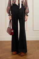 Exquisite Bow Ruffle Floral Printed Satin Twill Blouse