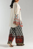 Retro Ethnic Print Elastic Waist Wide-Leg Pants