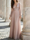 Elegant Sparkling Ruffled Party Maxi Dress