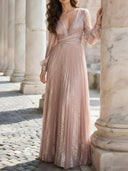 Elegant Sparkling Ruffled Party Maxi Dress