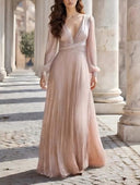 Elegant Sparkling Ruffled Party Maxi Dress