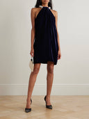 Elegant Off-the-Shoulder Draped Halter Neck Mini Dress