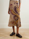 Fashion Paisley Print Gradient Knit Midi Skirt