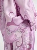 Exquisite Orchid Print Satin Twill Button Shirt & Straight-Leg Pants Set