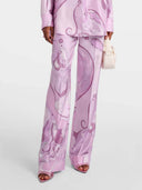 Exquisite Orchid Print Satin Twill Button Shirt & Straight-Leg Pants Set