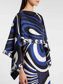 Exquisite Swirl Rainbow Print Maxi Dress and Loose Cape Top Set