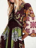 Unique Floral Print V-Neck Maxi Dress