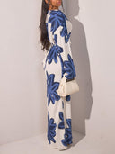 Elegant Floral Print Waist-Defined Maxi Dress