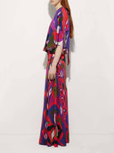 Unique Satin Rainbow Print High-Waisted Maxi Skirt