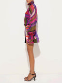 Unique Rainbow Print Slit Mini Skirt