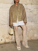 Retro Sequin Zip-Up Long Sleeve Jacket