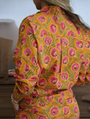Unique Floral Print Mustard Shirt