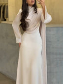 Pleated Design Ribbon Maxi Dress