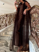 Elegant Cinched Waist Layered Mesh Party Dress
