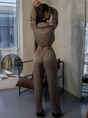 Exquisite Plaid Patchwork Print Pajamas And Home Wear Set