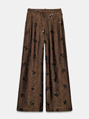 Elegant Satin Sequin Top & High-Waist Wide-Leg Pants Two-Piece Set