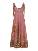 Unique Tropical Lizard Print Maxi Dress