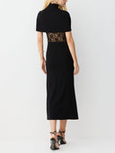 Elegant High-neck Short-sleeved Lace Openwork Maxi Dress