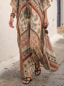 Boho Vintage Print Oversized Kaftan Maxi Dress