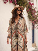Boho Vintage Print Oversized Kaftan Maxi Dress