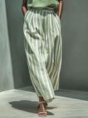 Casual Striped Two-Piece Set With Wide-Leg Pants