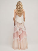 Ombre Tiered Lace Trim Spaghetti Strap Maxi Dress