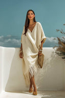 V-Neck Tassel Design Maxi Dress