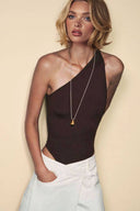 Oblique Collar Off-shoulder Bodysuits And Side Slits Wide Leg Pants Suit- Bodysuits