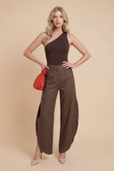 Oblique Collar Off-shoulder Bodysuits And Side Slits Wide Leg Pants Suit- Bodysuits