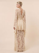 Elegant Lace High Neck Irregular Hem Maxi Dress