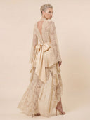 Elegant Lace High Neck Irregular Hem Maxi Dress