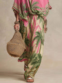 Bohemian Tropical Print Flowy Top & Wide-Leg Pants Two-Piece Set