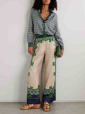 Unique Geometric Print Satin Two-piece Set