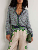 Unique Geometric Print Satin Two-piece Set