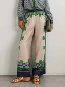 Unique Geometric Print Satin Two-piece Set