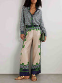 Unique Geometric Print Satin Two-piece Set
