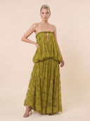 Elegant Strapless Lace Flowy Maxi Dress