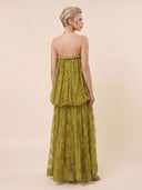 Elegant Strapless Lace Flowy Maxi Dress