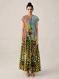 Retro Pleated Print Maxi Dress