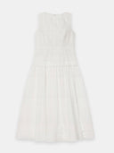 Elegant Sleeveless Lace Panel Midi Dress
