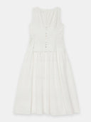 Elegant Sleeveless Lace Panel Midi Dress