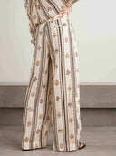 Bohemian Printed Striped Shirt & Wide Leg Pants Two-Piece Set