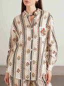 Bohemian Printed Striped Shirt & Wide Leg Pants Two-Piece Set