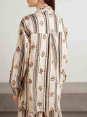 Bohemian Printed Striped Shirt & Wide Leg Pants Two-Piece Set
