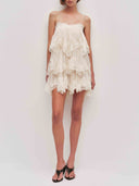 Elegant Layered Lace-Trim Spaghetti Strap Mini Dress