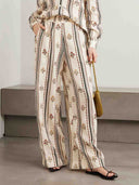 Bohemian Printed Striped Shirt & Wide Leg Pants Two-Piece Set