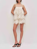 Elegant Layered Lace-Trim Spaghetti Strap Mini Dress