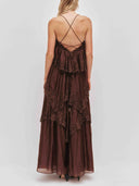 Elegant Layered Lace-Trim Spaghetti Strap Maxi Dress