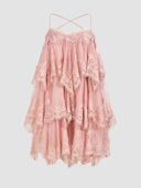 Elegant Layered Lace-Trim Spaghetti Strap Mini Dress