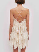 Elegant Layered Lace-Trim Spaghetti Strap Mini Dress